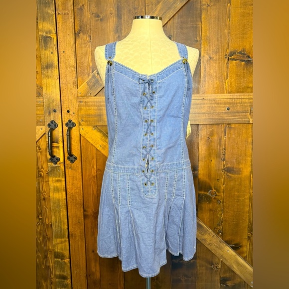 Tommy Hilfiger Y2K Tommy Jeans Denim Overall Dress With Original Tags Women’s L - Picture 1 of 15